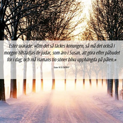 Picture 06 - Ester 9:13 SV1917 - Ester svarade: »Om det så täckes konungen, så - Bible Verse Picture