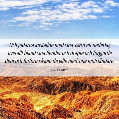 Picture 06 - Ester 9:5 SV1917 - Och judarna anställde med sina svärd ett - Bible Verse Picture