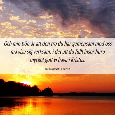 Picture 06 - Filemonbrevet 1:6 SV1917 - Och min bön är att den tro du har gemensam med - Bible Verse Picture