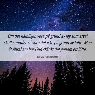 Picture 06 - Galaterbrevet 3:18 SV1917 - Om det nämligen vore på grund av lag som arvet - Bible Verse Picture