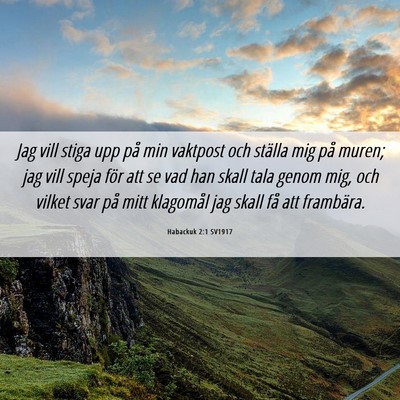 Picture 06 - Habackuk 2:1 SV1917 - Jag vill stiga upp på min vaktpost och ställa - Bible Verse Picture
