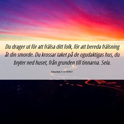 Picture 06 - Habackuk 3:13 SV1917 - Du drager ut för att frälsa ditt folk, för att - Bible Verse Picture
