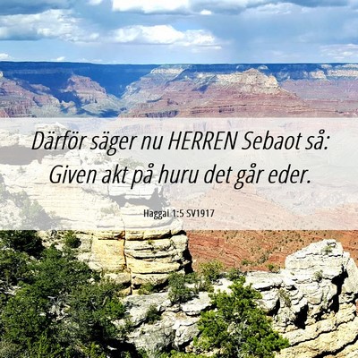 Picture 06 - Haggai 1:5 SV1917 - Därför säger nu HERREN Sebaot så: Given akt - Bible Verse Picture