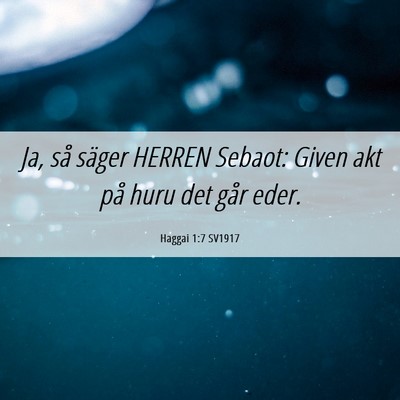 Picture 06 - Haggai 1:7 SV1917 - Ja, så säger HERREN Sebaot: Given akt på huru - Bible Verse Picture