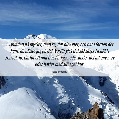 Picture 06 - Haggai 1:9 SV1917 - I väntaden på mycket, men se, det blev litet, - Bible Verse Picture