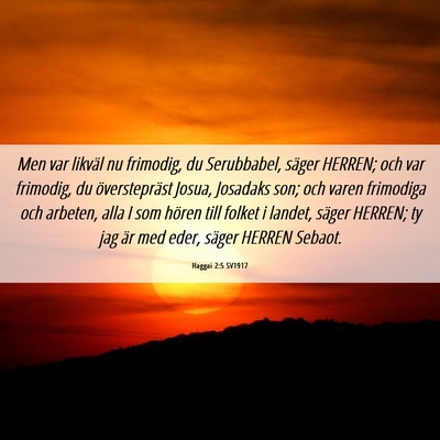 Picture 06 - Haggai 2:5 SV1917 - Men var likväl nu frimodig, du Serubbabel, - Bible Verse Picture