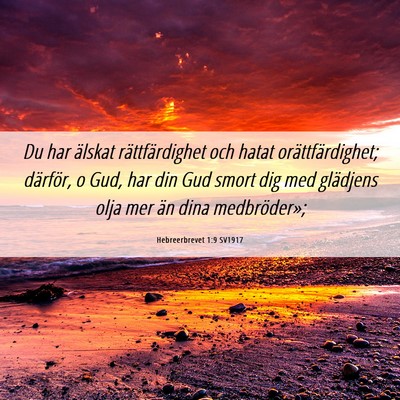 Picture 06 - Hebreerbrevet 1:9 SV1917 - Du har älskat rättfärdighet och hatat - Bible Verse Picture