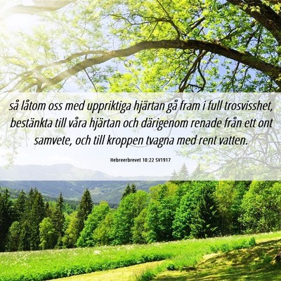 Picture 06 - Hebreerbrevet 10:22 SV1917 - så låtom oss med uppriktiga hjärtan gå fram i - Bible Verse Picture