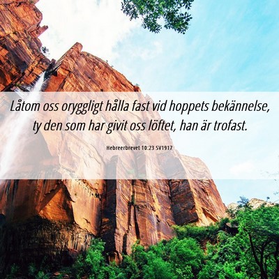 Picture 06 - Hebreerbrevet 10:23 SV1917 - Låtom oss oryggligt hålla fast vid hoppets - Bible Verse Picture
