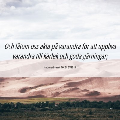 Picture 06 - Hebreerbrevet 10:24 SV1917 - Och låtom oss akta på varandra för att uppliva - Bible Verse Picture