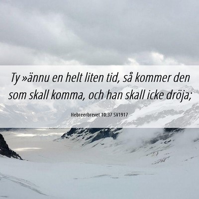 Picture 06 - Hebreerbrevet 10:37 SV1917 - Ty »ännu en helt liten tid, så kommer den som - Bible Verse Picture