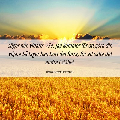 Picture 06 - Hebreerbrevet 10:9 SV1917 - säger han vidare: »Se, jag kommer för att - Bible Verse Picture