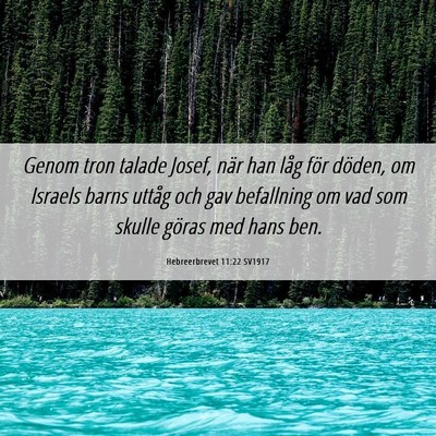 Picture 06 - Hebreerbrevet 11:22 SV1917 - Genom tron talade Josef, när han låg för - Bible Verse Picture