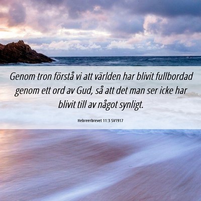 Picture 06 - Hebreerbrevet 11:3 SV1917 - Genom tron förstå vi att världen har blivit - Bible Verse Picture