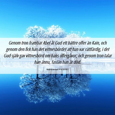 Picture 06 - Hebreerbrevet 11:4 SV1917 - Genom tron frambar Abel åt Gud ett bättre offer - Bible Verse Picture
