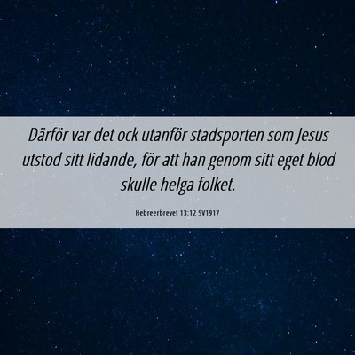 Picture 06 - Hebreerbrevet 13:12 SV1917 - Därför var det ock utanför stadsporten som - Bible Verse Picture