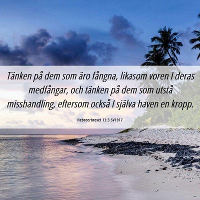 Picture 06 - Hebreerbrevet 13:3 SV1917 - Tänken på dem som äro fångna, likasom voren I - Bible Verse Picture