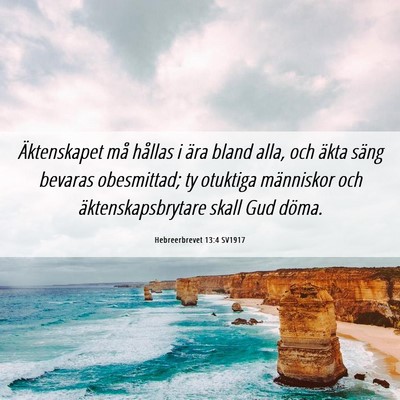 Picture 06 - Hebreerbrevet 13:4 SV1917 - Äktenskapet må hållas i ära bland alla, och - Bible Verse Picture