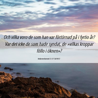 Picture 06 - Hebreerbrevet 3:17 SV1917 - Och vilka voro de som han var förtörnad på i - Bible Verse Picture
