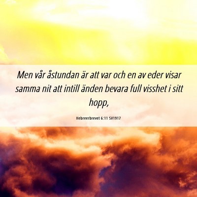 Picture 06 - Hebreerbrevet 6:11 SV1917 - Men vår åstundan är att var och en av eder - Bible Verse Picture