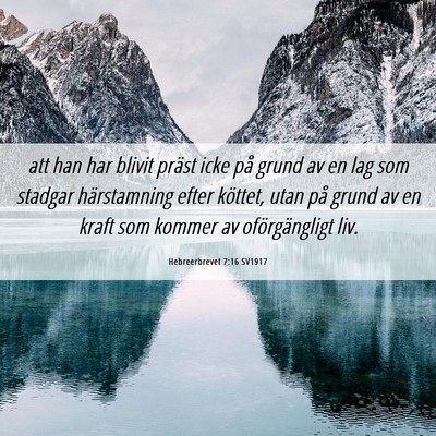 Picture 06 - Hebreerbrevet 7:16 SV1917 - att han har blivit präst icke på grund av en - Bible Verse Picture