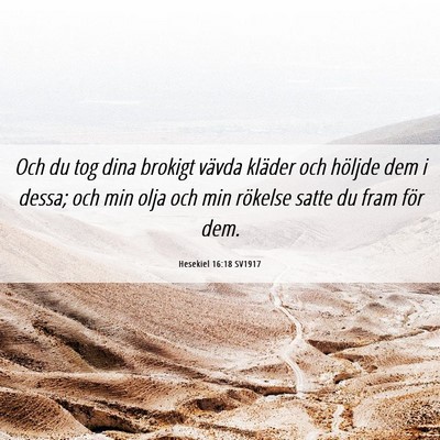 Picture 06 - Hesekiel 16:18 SV1917 - Och du tog dina brokigt vävda kläder och - Bible Verse Picture
