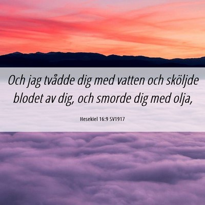 Picture 06 - Hesekiel 16:9 SV1917 - Och jag tvådde dig med vatten och sköljde - Bible Verse Picture