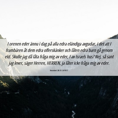 Picture 06 - Hesekiel 20:31 SV1917 - I orenen eder ännu i dag på alla edra eländiga - Bible Verse Picture