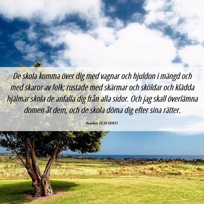 Picture 06 - Hesekiel 23:24 SV1917 - De skola komma över dig med vagnar och hjuldon i - Bible Verse Picture
