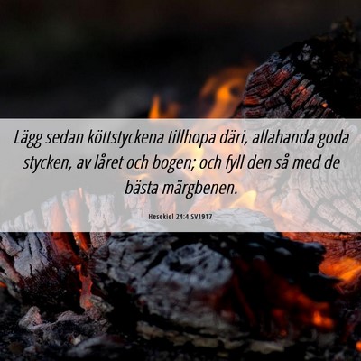 Picture 06 - Hesekiel 24:4 SV1917 - Lägg sedan köttstyckena tillhopa däri, - Bible Verse Picture