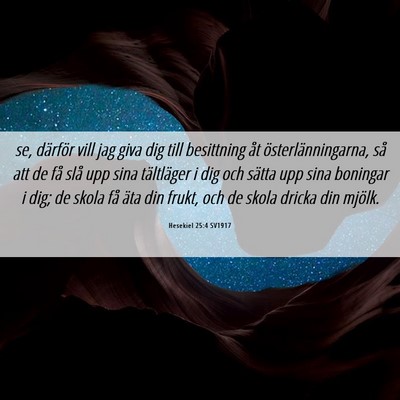 Picture 06 - Hesekiel 25:4 SV1917 - se, därför vill jag giva dig till besittning - Bible Verse Picture