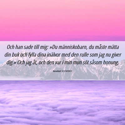 Picture 06 - Hesekiel 3:3 SV1917 - Och han sade till mig: »Du människobarn, du - Bible Verse Picture