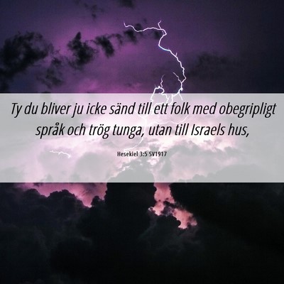 Picture 06 - Hesekiel 3:5 SV1917 - Ty du bliver ju icke sänd till ett folk med - Bible Verse Picture
