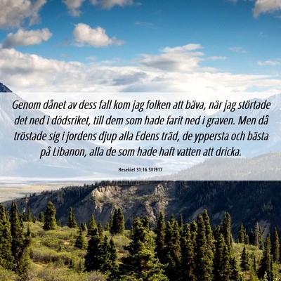 Picture 06 - Hesekiel 31:16 SV1917 - Genom dånet av dess fall kom jag folken att - Bible Verse Picture