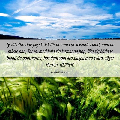 Picture 06 - Hesekiel 32:32 SV1917 - Ty väl utbredde jag skräck för honom i de - Bible Verse Picture