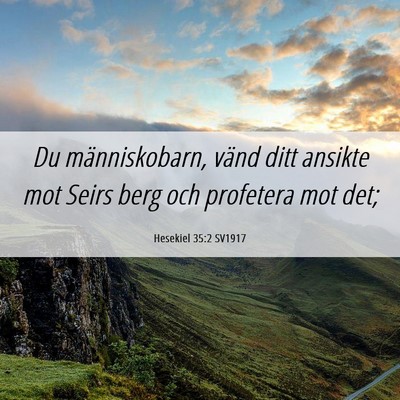Picture 06 - Hesekiel 35:2 SV1917 - Du människobarn, vänd ditt ansikte mot Seirs - Bible Verse Picture