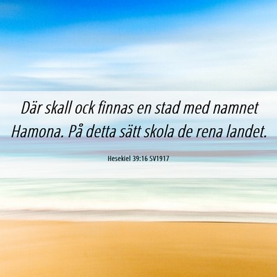 Picture 06 - Hesekiel 39:16 SV1917 - Där skall ock finnas en stad med namnet Hamona. - Bible Verse Picture