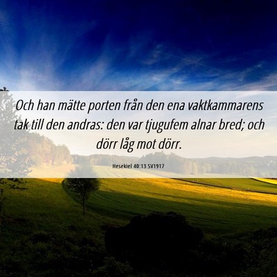 Picture 06 - Hesekiel 40:13 SV1917 - Och han mätte porten från den ena vaktkammarens - Bible Verse Picture