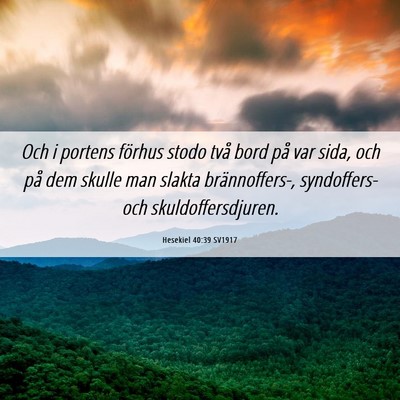 Picture 06 - Hesekiel 40:39 SV1917 - Och i portens förhus stodo två bord på var - Bible Verse Picture