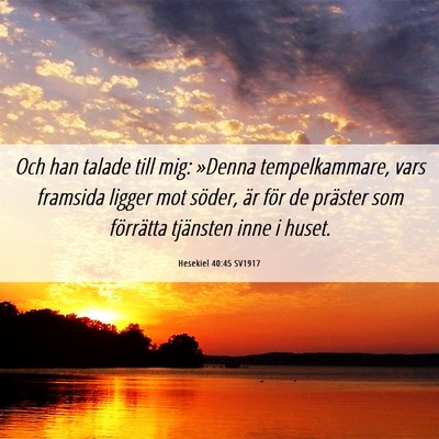 Picture 06 - Hesekiel 40:45 SV1917 - Och han talade till mig: »Denna tempelkammare, - Bible Verse Picture