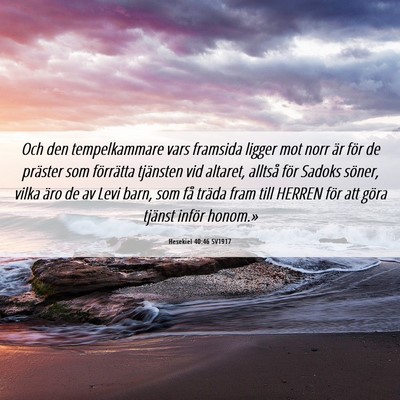 Picture 06 - Hesekiel 40:46 SV1917 - Och den tempelkammare vars framsida ligger mot - Bible Verse Picture