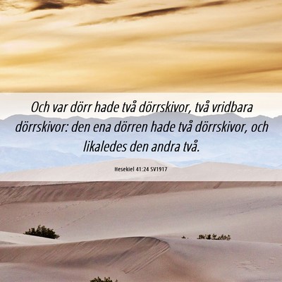 Picture 06 - Hesekiel 41:24 SV1917 - Och var dörr hade två dörrskivor, två - Bible Verse Picture