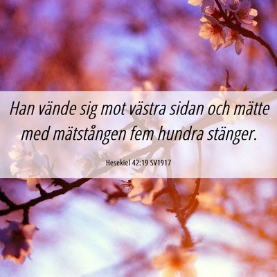 Picture 06 - Hesekiel 42:19 SV1917 - Han vände sig mot västra sidan och mätte med - Bible Verse Picture