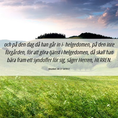 Picture 06 - Hesekiel 44:27 SV1917 - och på den dag då han går in i- helgedomen, - Bible Verse Picture