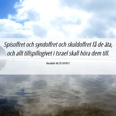 Picture 06 - Hesekiel 44:29 SV1917 - Spisoffret och syndoffret och skuldoffret få de - Bible Verse Picture