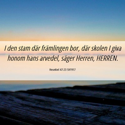 Picture 06 - Hesekiel 47:23 SV1917 - I den stam där främlingen bor, där skolen I - Bible Verse Picture