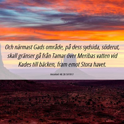 Picture 06 - Hesekiel 48:28 SV1917 - Och närmast Gads område, på dess sydsida, - Bible Verse Picture