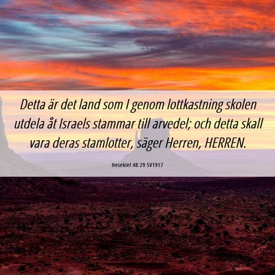 Picture 06 - Hesekiel 48:29 SV1917 - Detta är det land som I genom lottkastning - Bible Verse Picture