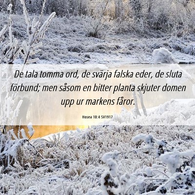Picture 06 - Hosea 10:4 SV1917 - De tala tomma ord, de svärja falska eder, de - Bible Verse Picture