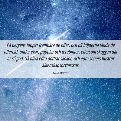 Picture 06 - Hosea 4:13 SV1917 - På bergens toppar frambära de offer, och på - Bible Verse Picture